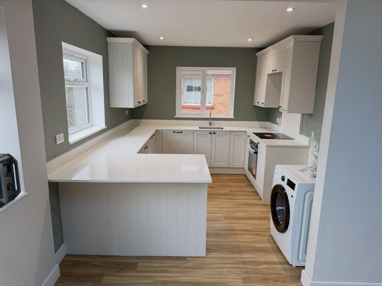 New white kitchen fitted as part of the Worthing rear extension