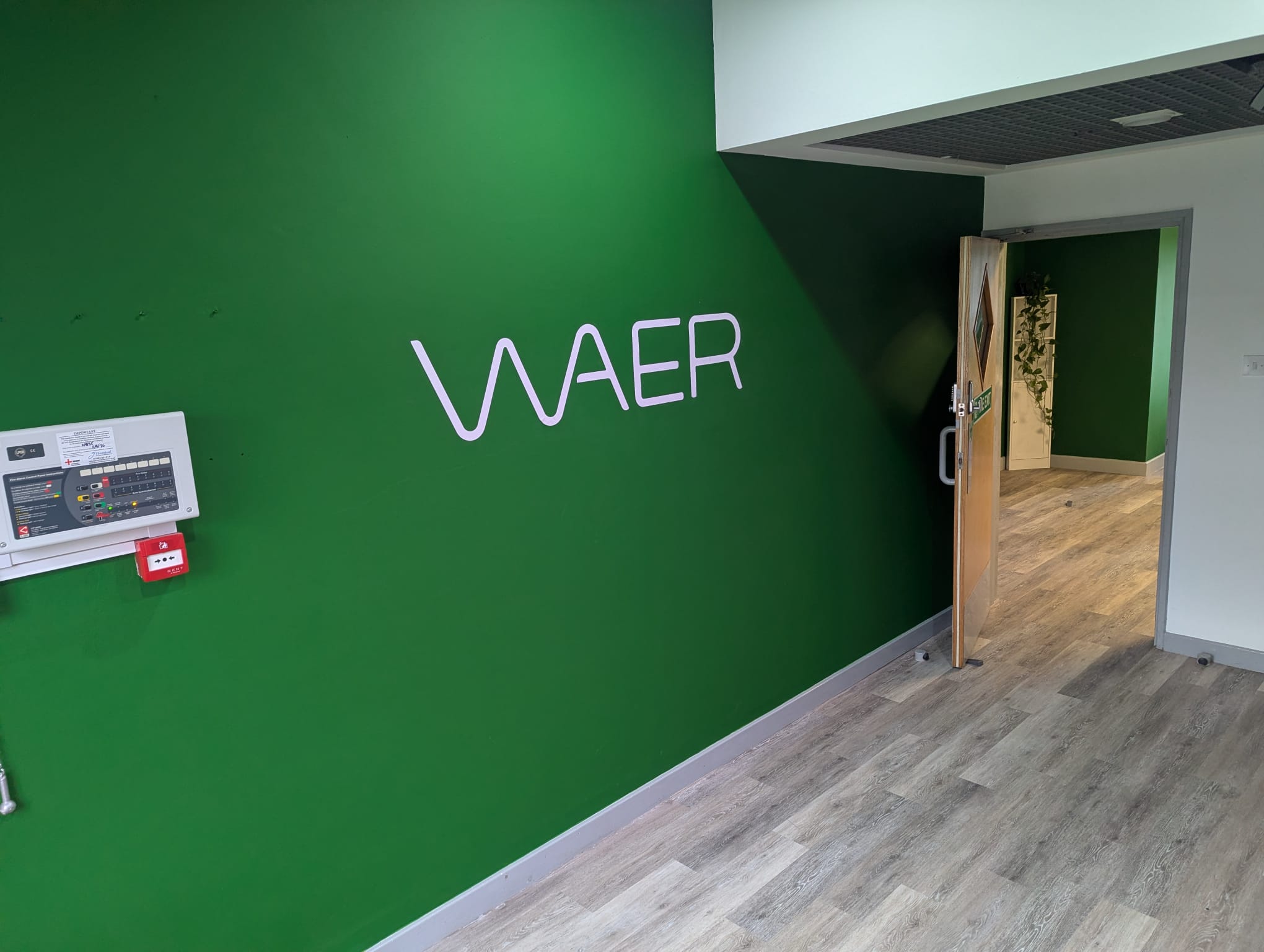 WAER entrance with finished partitions and timber door