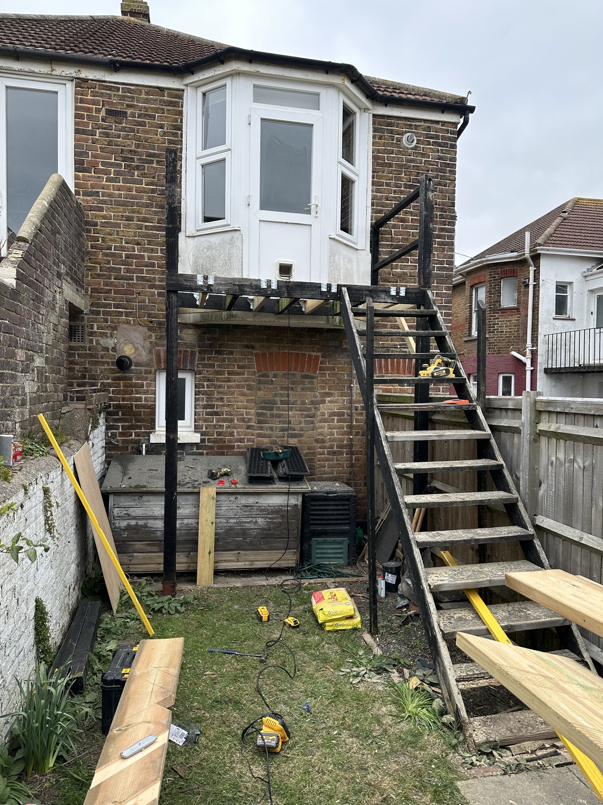 Existing external staircase and balcony before the Worthing refurbishment